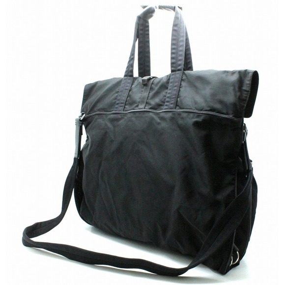 Prada Black Nylon Cover Travel Leather Garment Suit Handbag - Picture 1 of 9